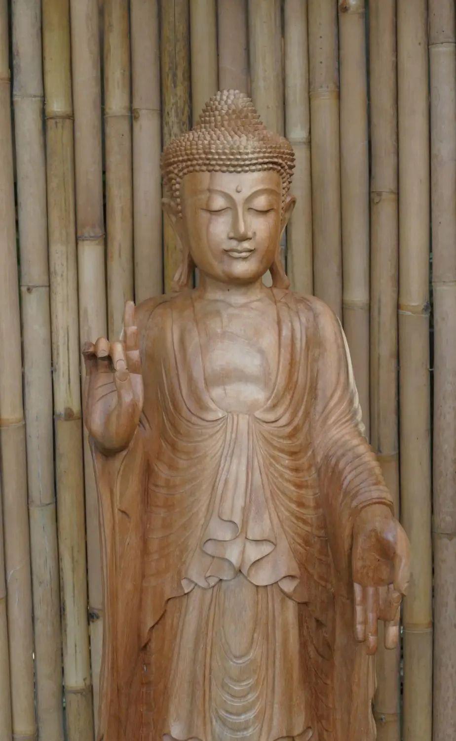 Product image 2 of the product “Standing buddha made from suar wood, 150cm Height ”